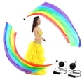 thumbnail image 1 of 2Pcs Silk Veil with 2Pcs Poi Ball Belly Dance Poi Streamer Throw Ball in Haka Dance and Polynesian Dances,Rainbow, 1 of 8