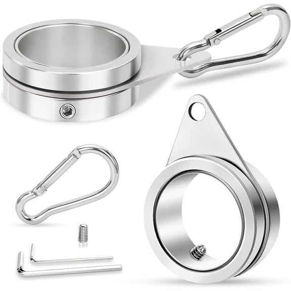 2Pack Silver 1" Aluminum Flag Pole Spinning Rings, 360° Anti-Wrap Swivel Clips Fit 0.75-1.0 Inch Flagpoles