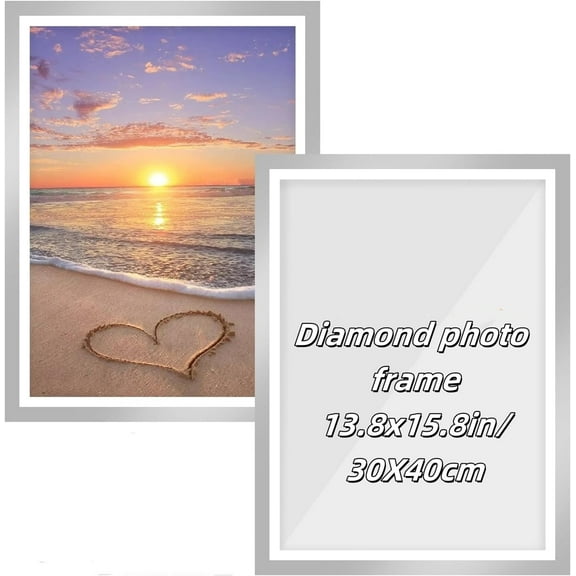 2Pcs Silver Picture Frame,13.8x9.8In Magnetic Diamond Art Canvas,Painting Frames for Photo,Poster,Canvas,Certificate,Document Display