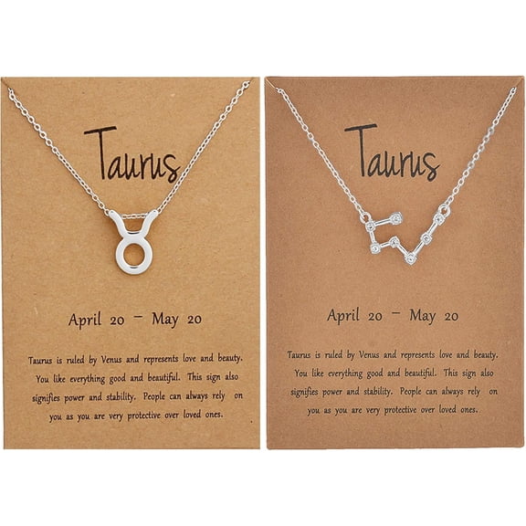 2Pcs Silver Zodiac Necklace For Women 12 Constellation Sign Necklace Cz Astrology Zodiac Star Necklace Birthday Gifts With Message Card Christmas Gifts 2023[Z4021]