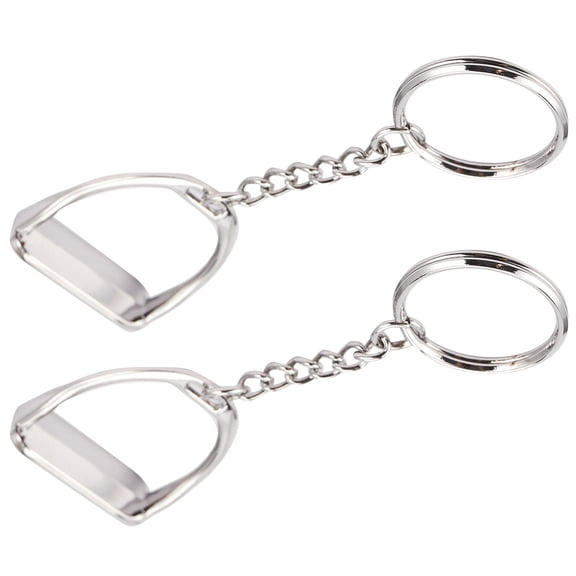 2Pcs Simple Elegant Design Western Stirrup Keychain Key Ring Hanger Tool