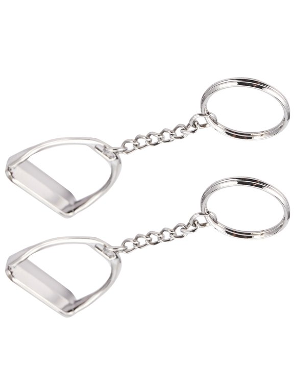 2Pcs Simple Elegant Design Western Stirrup Keychain Key Ring Hanger Tool
