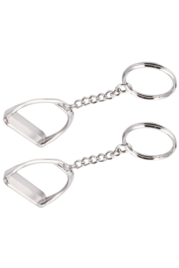 2Pcs Simple Elegant Design Western Stirrup Keychain Key Ring Hanger Tool