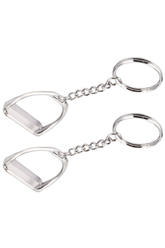 2Pcs Simple Elegant Design Western Stirrup Keychain Key Ring Hanger Tool