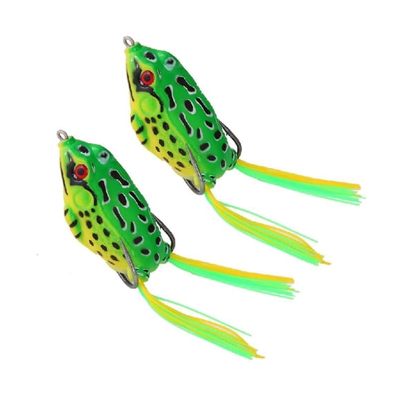 2Pcs Simulated Frogs Fishing Lures with Hook Topwater Soft Fishing Baits Artificial Fishing Lures Soft Tube Baits