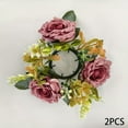 2Pcs Simulated Rose Garland, Dining Table Candle Holder Garland Party