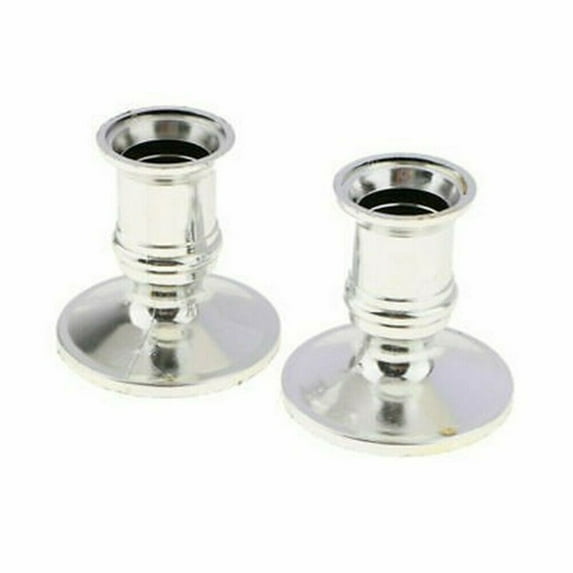2Pcs Single Home Table Decor Straight Taper Candlestick Candelabra Stick Plastic Candle Holder SILVER