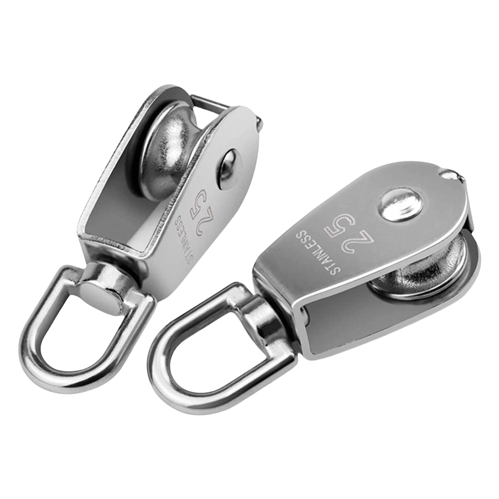 2Pcs Single Pulley Block Loading 330lbs Stainless Steel Wire Rope ...