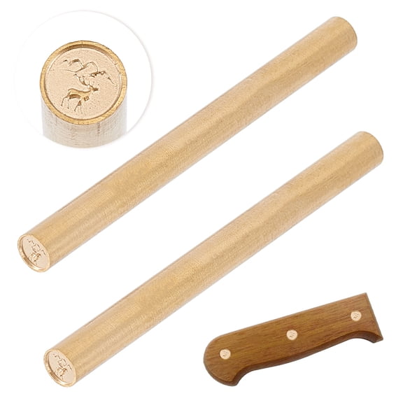 2Pcs Single-Sided Engraving Seal Brass Stamp Golden for Envelope Card Gift Wrapping Deer 69x6mm DIY