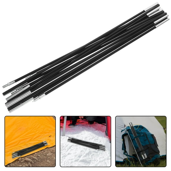 Toyandona 2Pcs Pole Set for Tent Black Fiberglass Replacement Kit Portable Support Bars