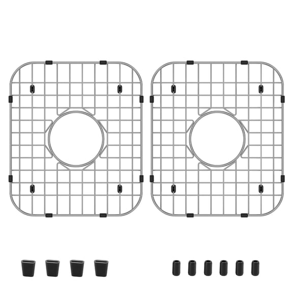 FVKRNYZ 2Pcs Sink Grid Stainless Steel Sink Protectors Effective Protection Drainage Racks with Rubber Padded Feet Easy to Clean Sink Mesh Protectors Suitable for Kitchens 13.78" x 11.8"