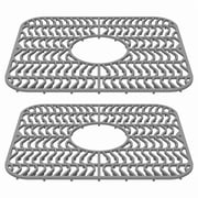 2Pcs Sink Protector Mat Nonslip Kitchen Sink Mat Flexible Silicone Drain Pad Silicone Pad with Drain Hole Dishwasher Safe for Kitchen Tableware Dishes