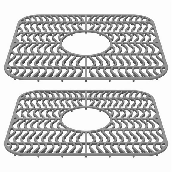 2Pcs Sink Protector Mat Nonslip Kitchen Sink Mat Flexible Silicone Drain Pad Silicone Pad with Drain Hole Dishwasher Safe for Kitchen Tableware Dishes