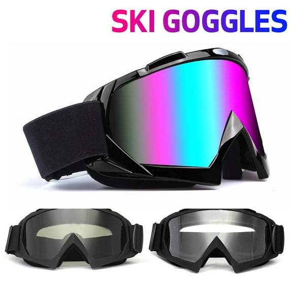 Ski Glasses, with UV 400 Protection Windproof and Dustproof for Snowboard Motorcycle Bicycle, Colorful/2Pack
