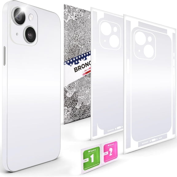 2Pcs Skin Wrap Compatible for iPhone 12 Slim Decal Vinyl Protective Film for Sides & Back Sleek Fit, Premium Look Compatible with All iPhone 12 Cases - White