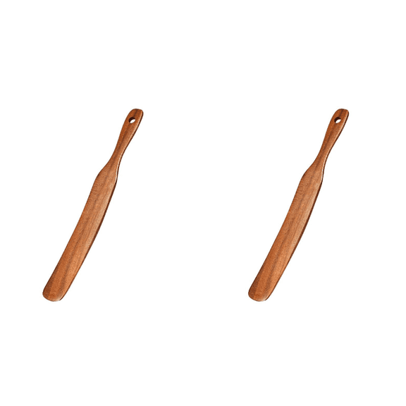 2Pcs Skinny Spurtle For Sourdough Starter,Mixing,Reaching Bottom Of Jar,Dough Whisk,Natural From High Moist Resistance Teak,Spurtles Kitchen Tools Wooden Kitchen Utensils For Nonstick Cookware