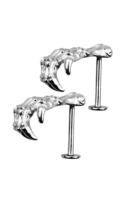 2Pcs Skull Labret Studs Stainless Steel Piercing Jewelry Lip Eyebrow Nose