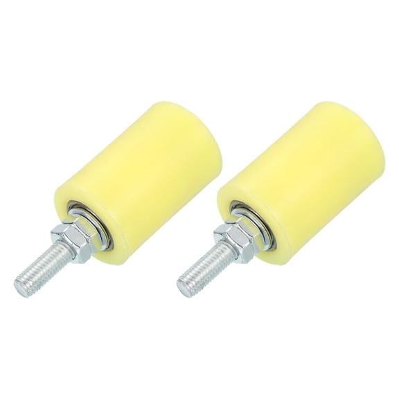 2Pcs Slide Gate Guide Roller, 2.3" Nylon Rollers Gate Support Assembly, Yellow