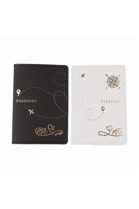 2Pcs Slim Passport Covers PU Travel Essential For Couples Honeymoon Gift