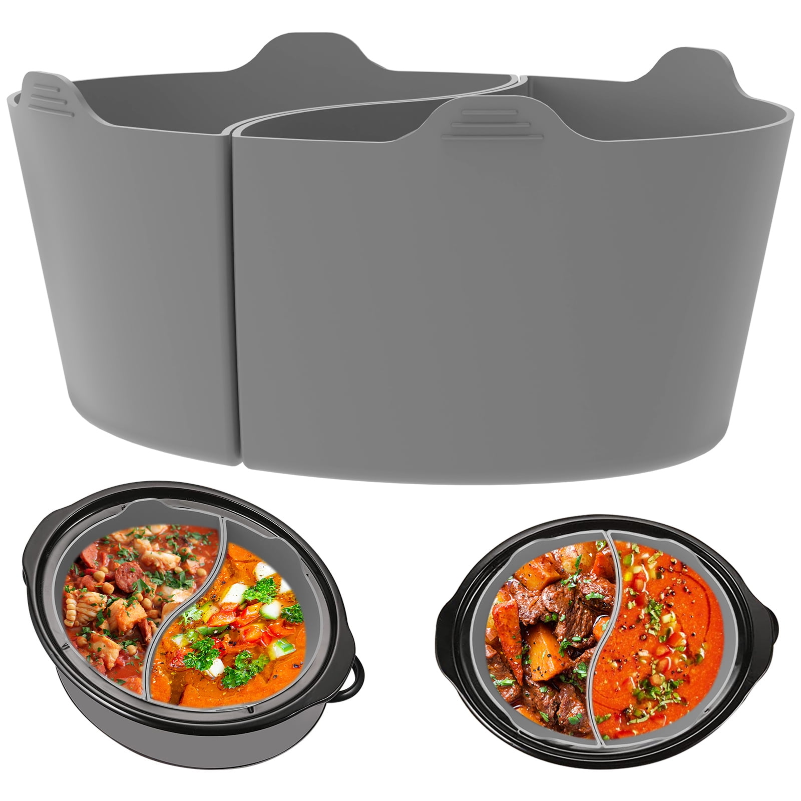 2Pcs Slow Cooker Divider Liner for 6 QT Pot Reusable Silicone Cooker