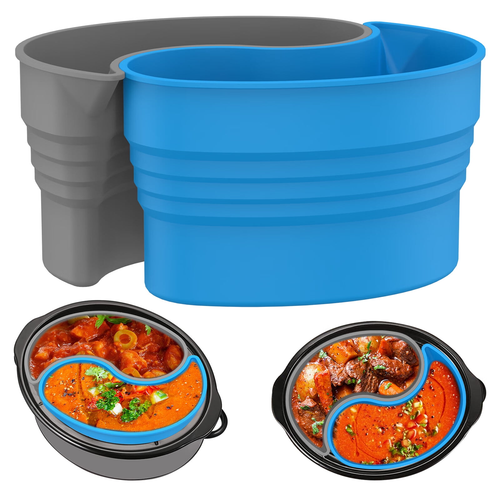 2Pcs Slow Cooker Divider Liner for 6QT Pot Reusable Silicone Slow