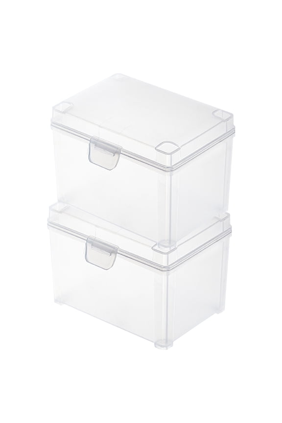 2Pcs Transparent Plastic Boxes with for Cards and Small Items