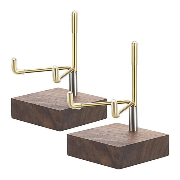 2Pcs Small Display Stand Adjustable Metal Arms and Wooden Base -Decorative Plates Easel Holder for Crystal