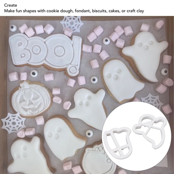 2Pcs Small Ghost Cookie Cutters ABS Material <span Style="background:red"></span> Baking Tool For Holiday Party Decor