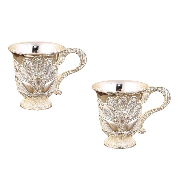 2Pcs Small Goblet Chalices European Style Embossed Drinking Cups Birthday Gift