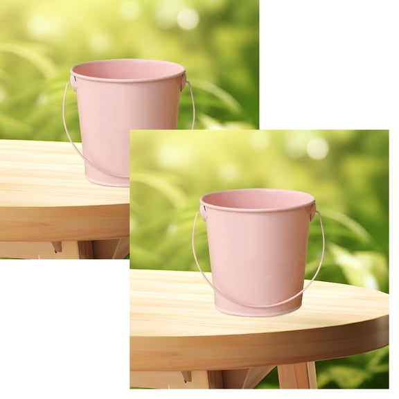 2Pcs Small Metal Bucket With Handle – Durable Mini Pail For Home Garden And Crafts Home Textile Storage 5.1"