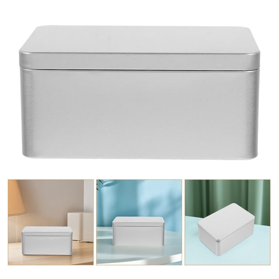 2Pcs Small Metal Tin Box with Lid Plated Silver Portable Storage Organizer for Sewing Tools and Cards