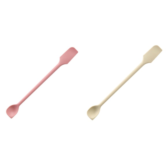 2Pcs Small Silicone Spatulas with Ergonomic Long Handle, Non-Stick Dual-End Scraper Spatula for Jars, Mixing, Baking, Thin Curved End for Scraping, Slim Spoon End for Scooping 10x1.1 Inch