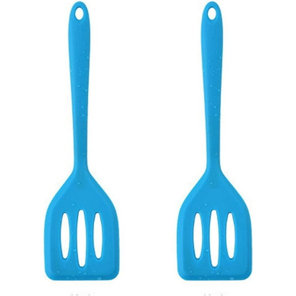 2Pcs Small Silicone Turner High Heat Resistant Slotted Spatula for Fish, Eggs, Pancakes and More