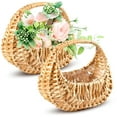 2Pcs Small Wicker Basket with Handle Flower Girl Baskets Empty Gift