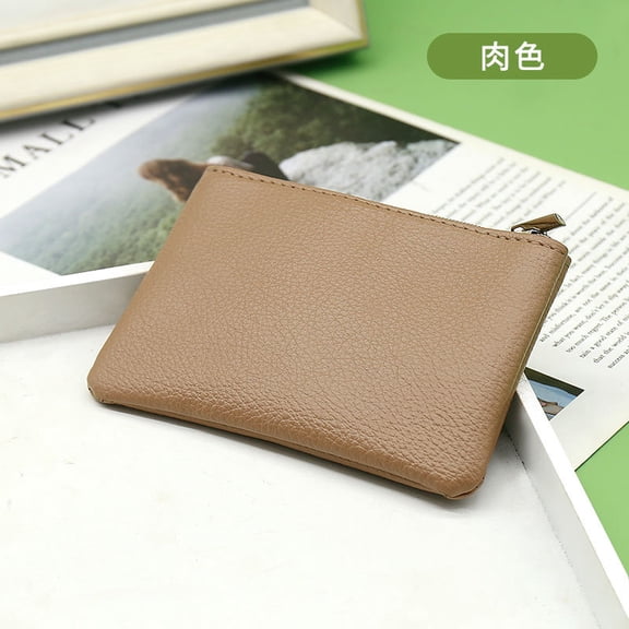 2Pcs Small Zipper Coin Purse Wallet For Women, Pu Leather Lightweight Clutch With Litchi Texture, Travel Daily Use Mini Organizer For Coins Bills Keys