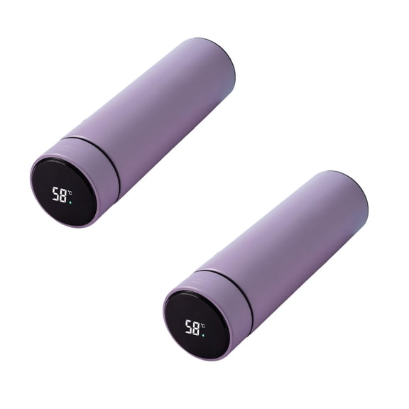 2Pcs Smart Water Bottle Stainless Steel Vacuum Flask,Travel Mug with Smart LCD Touch Screen, Keep Hot Or Cold, Car Portable Travel Tea Coffee Vacuum Thermo Cup,Insulated Water Bottle