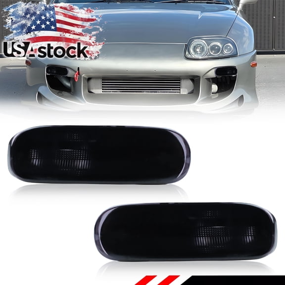 2Pcs Smoked Lens Front Bumper Parking Light Turn Signal Light Turn Warning Light DRL Light Daytime Running Light Cover For For 1997 1998 Toyota Supra Mk.4 No Bulb/Socket Included