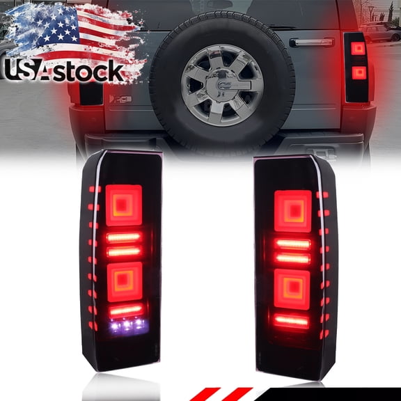 2Pcs Smoked Lens Rear Bumper Tail Light Brake Light Backup Light Reverse Light Turn Signal Light Daytime Running Light DRL Light W/Amber White LED For 2006 2007 2008 2009 2010 Hummer H3