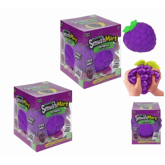 2Pcs Smush Mart Grapes Viral Limited Edition Squishy Crazy Fun 5, Scented Grape Squish Toy , Soft Sensory Stress Relief Tools for Adults
