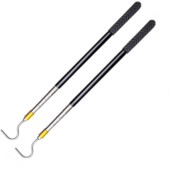2Pcs Snake Catcher Hook Stick Tongs Grabber Handling Tool Kit for Rattlesnakes Python Copperhead Removal, Extends 16"-58"