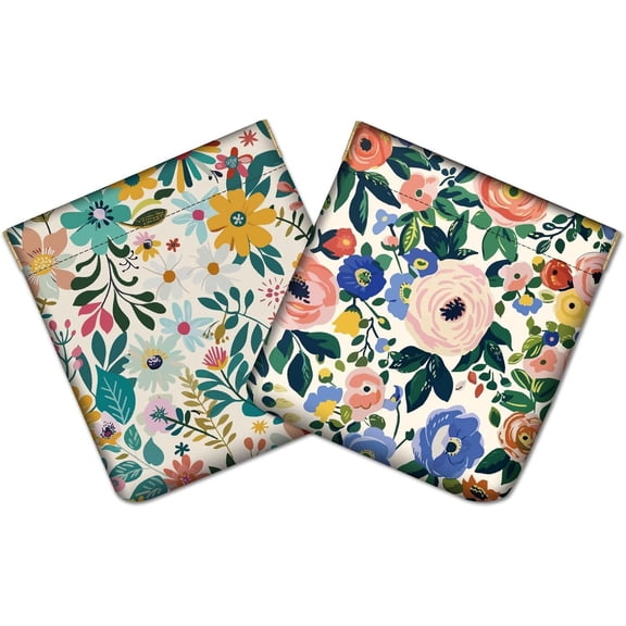 2Pcs Snap Closure Organizer Pouch Cosmetic Bag for Women Portable No Zipper Self-Closing Flowers Wallet Mini Travel Storage Pouches Waterproof Leather Small Makeup Bag for Purse 4.3x4.7Inch Green DIY