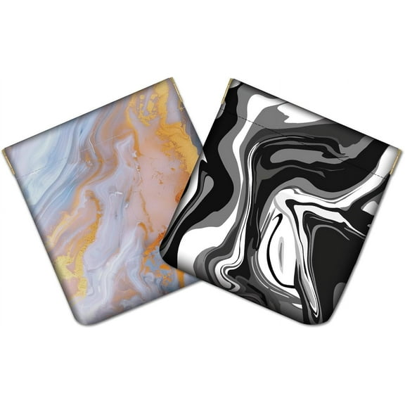 2Pcs Snap Closure Organizer Pouch Leather PU Mini Wallet Coin Purse Organizer Storage Pouch Marble Fluid Squeeze Small Makeup Bag Portable Self-Closing Pouches for Women 4.3x4.7Inch