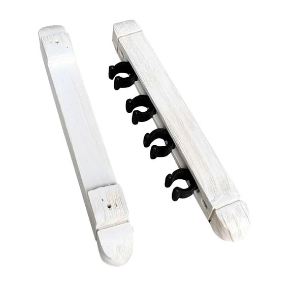 2Pcs Snooker Cue Rack Wall Mounted Wooden Accessories Stand Storage Table Rods Clip Rod Organizer Holder for Pool Bars Sports Clubs White