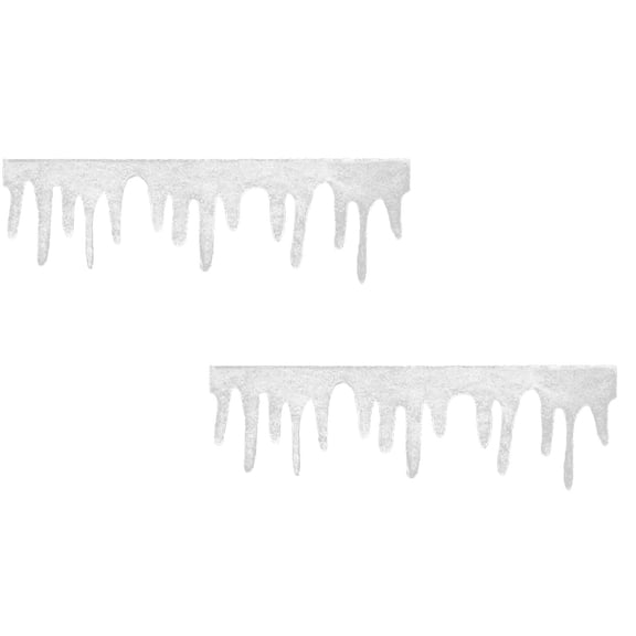 2Pcs Snow Blanket 59x26.8 Inch DIY Artificial Winter Decoration, Sparkling Glitter Trim Fringe for Christmas Village Display, Icicle Border for Mantel Table Fireplace Window Holiday Use