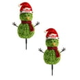 thumbnail image 1 of 2Pcs Snowman Christmas Tree - Topiary Outdoor,21.65 Inch Topiary Trees Artificial Outdoor,Faux Boxwood Bush Plants,Fake Cedar Potted With Ground Spike, 1 of 6