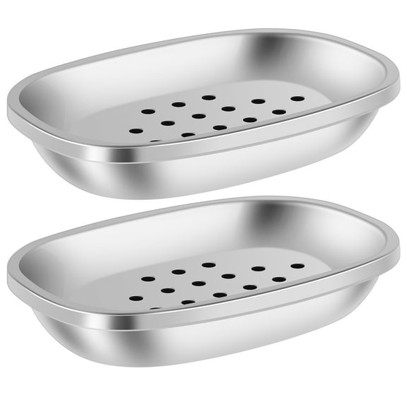 2Pcs Soap Dish Double Layer Bar Soap Tray with Drainage Holes Stainless Steel Bar Soap Dish Reusable Bar Soap Holder Practical Soap Box Countertop Soap Dish Tray for Home Bathroom