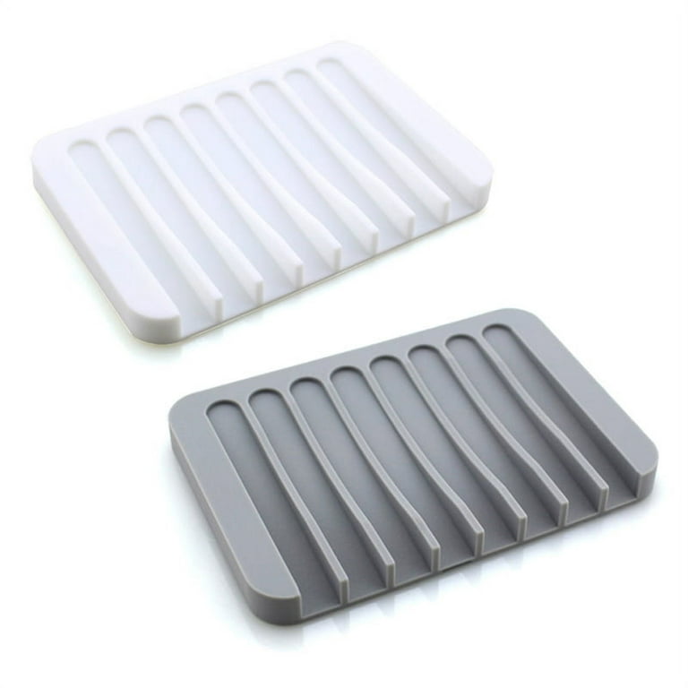 2pcs Soap Saver Tray Case Dish Holder Stand Shower Silicone Rubber Drainer Dishes for Bar Soap Sponge Scrubber Bathroom Kitchen