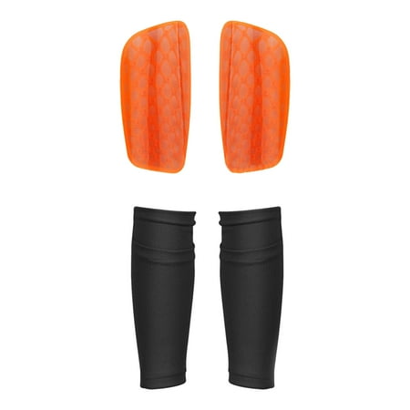 2Pcs Soccer Shin Guards Calf Sleeves Leg Performance Support Sock Breathable Kids Pads and Sleeves Beginner Compression Calf Sleeves orange