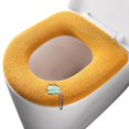 thumbnail image 1 of 2Pcs Soft Bathroom Toilet Seat Cover Pad with Handle Thicker Washable Warmer Mat, Orange, 1 of 1