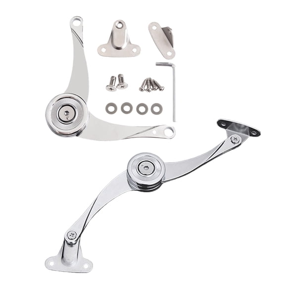2Pcs Soft Close Lid Support Hinges Replacement Cabinet Lid Stay Folding Hinges Flap Hinge for Furniture Kitchen Cabinet